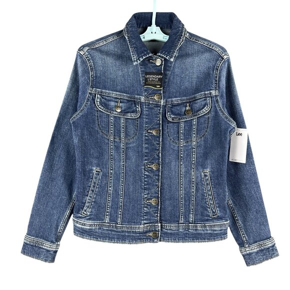 NWT Lee Women's Legendary Style Stretch Blue Denim Jacket Size Small Regular Fit - Picture 1 of 13